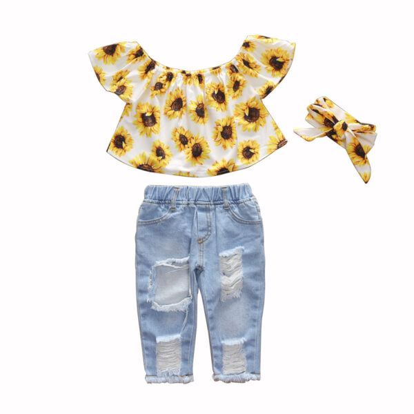 Broken Holes Pants Headscarf Three-piece Set - Image 4