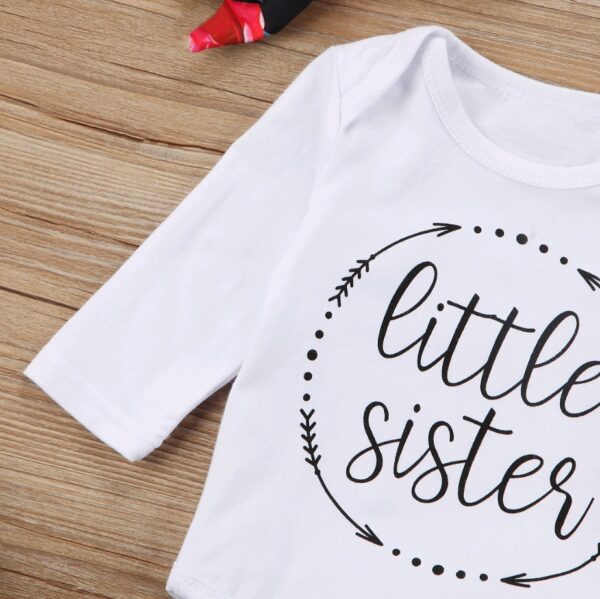 Girls Autumn New Style Clothing Set Baby Cotton Long-sleeved Color Hair Band Three-piece Suit - Image 3