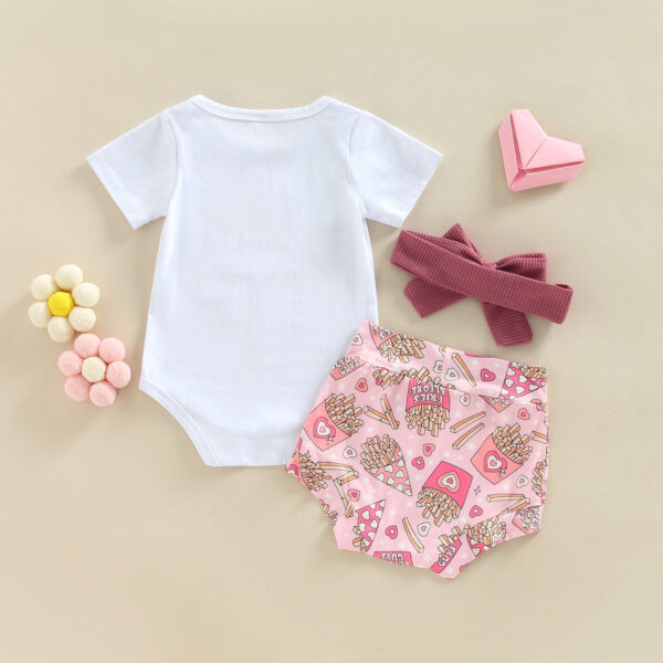 Girls' Short-sleeved Shorts Headscarf Three-piece Set - Image 2