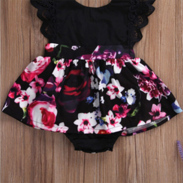 Foreign Trade European Beauty Baby One-Piece Ha Skirt Romper Summer Short-Sleeved New Style Flying Sleeve Flower Children's Print - Image 2