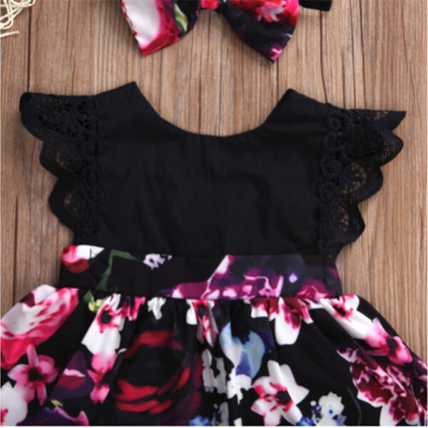 Foreign Trade European Beauty Baby One-Piece Ha Skirt Romper Summer Short-Sleeved New Style Flying Sleeve Flower Children's Print - Image 3