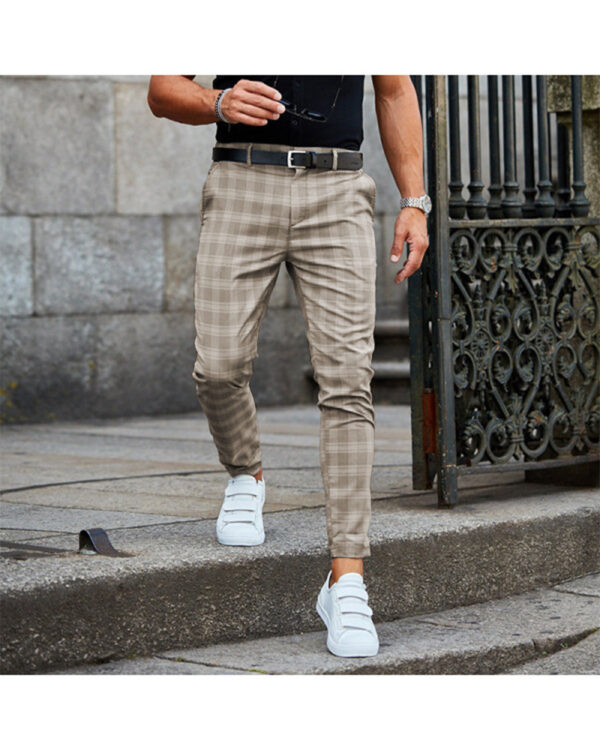 Plaid Print Pants Men's Casual Trousers Loose And Thin - Image 2