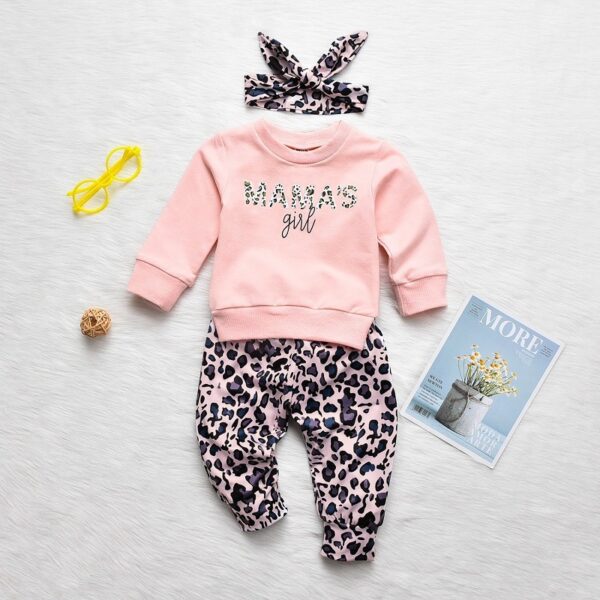 Baby Girl Pink Leopard Patterned Pants - Image 4