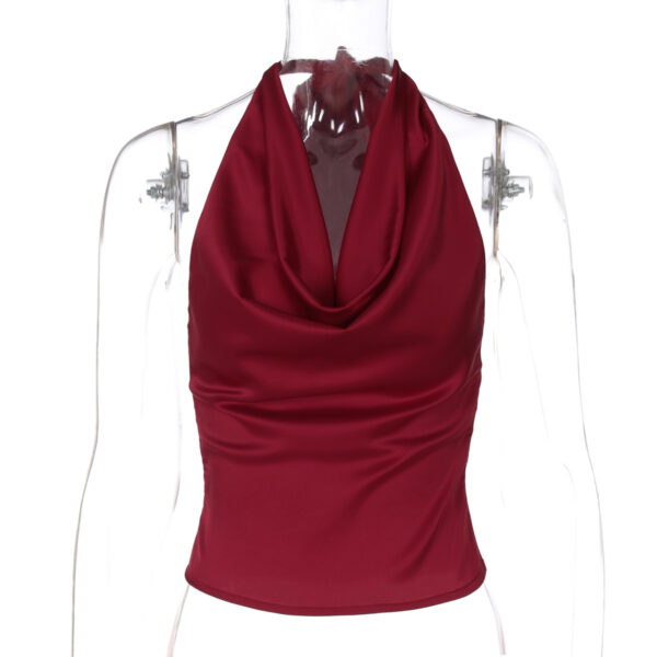 Women's Halter Backless Tank Vest Fashion Solid Color Slim Fit Tied Tube Top - Image 6