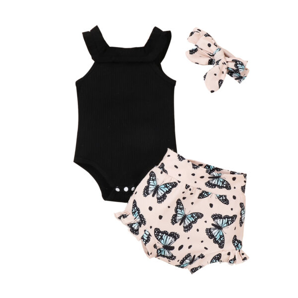 Girls' Vest Onesie Shorts Three-piece Set - Image 2