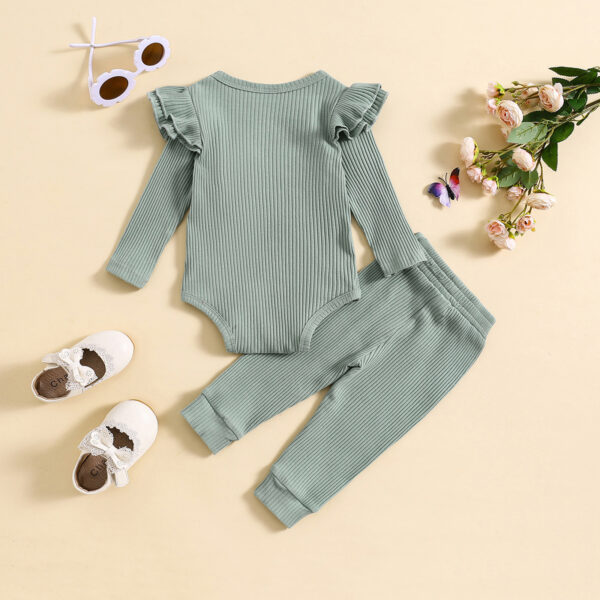 Candy Color Sunken Stripe Letter Embroidery Suit - Image 10