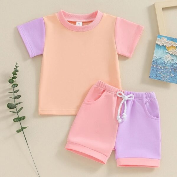 Cute Color Matching Short-sleeved T-shirt And Shorts Two-piece Set - Image 9