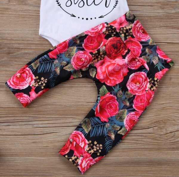 Girls Autumn New Style Clothing Set Baby Cotton Long-sleeved Color Hair Band Three-piece Suit - Image 2