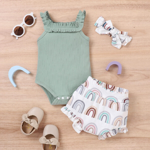 Girls' Vest Onesie Shorts Three-piece Set - Image 4