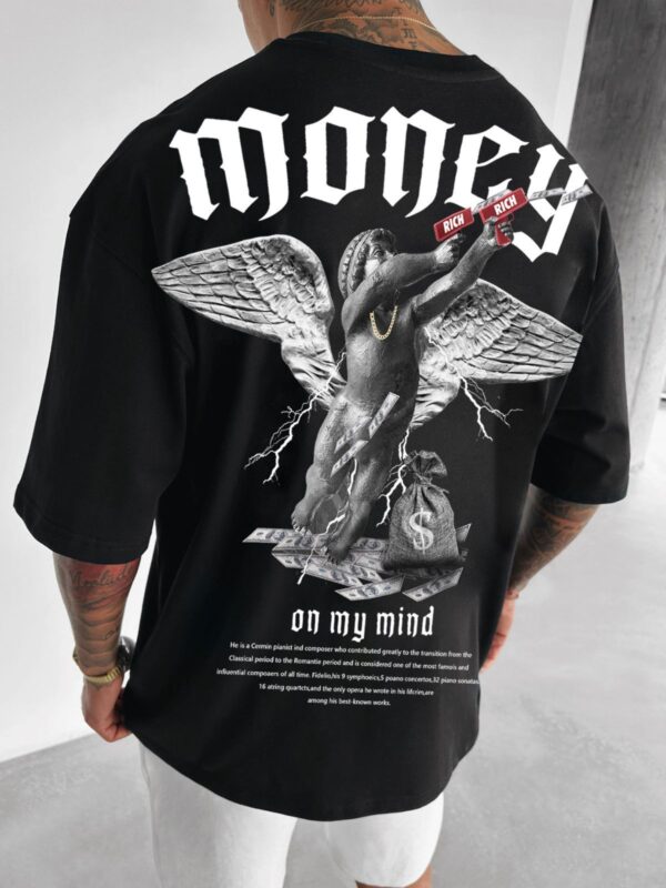Men's Loose Money Angel Print Short Sleeve Round Neck Short Sleeve - Image 4