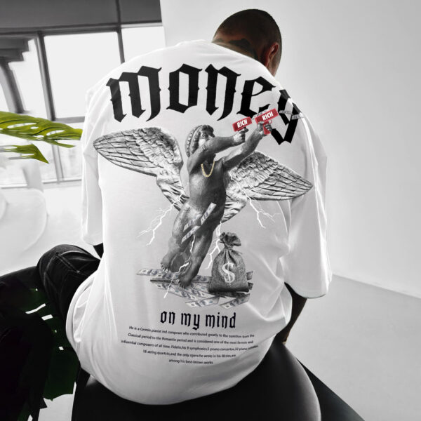Men's Loose Money Angel Print Short Sleeve Round Neck Short Sleeve - Image 6