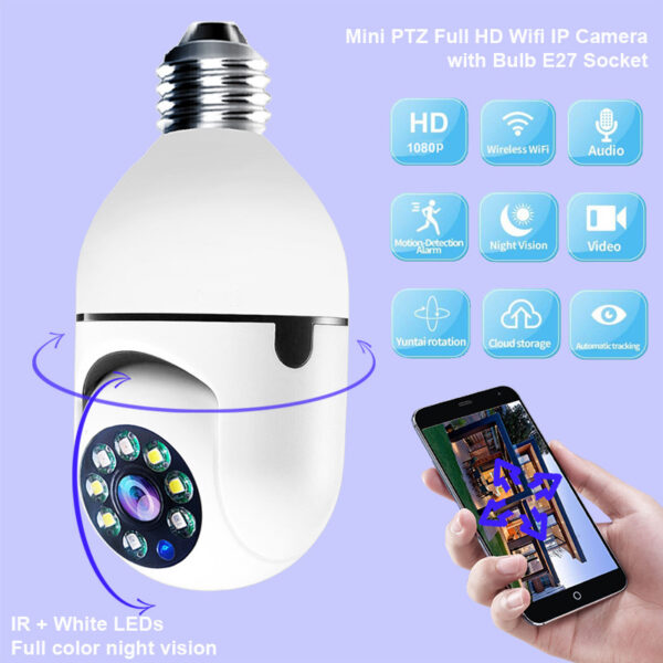 WiFi CAMERA 1080P Bulb 4X Zoom Camera E27 Home 5GWiFi Alarm Monitor - Image 6