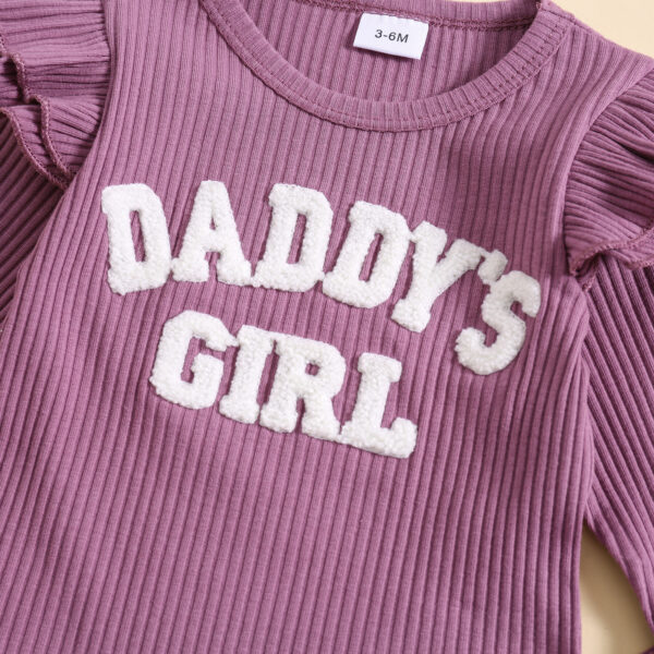 Candy Color Sunken Stripe Letter Embroidery Suit - Image 7