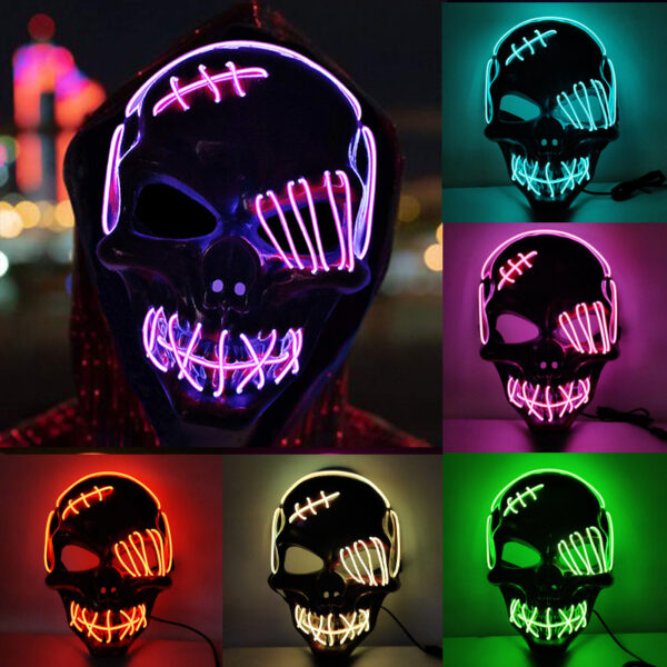 Scary One-Eyed Pirate Mask Cosplay Led Mask Adult Glowing Mask EL Wire Light Up