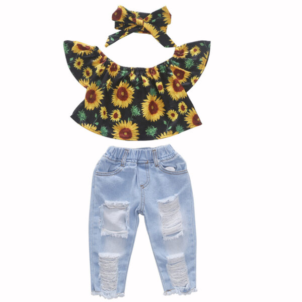 Broken Holes Pants Headscarf Three-piece Set - Image 3