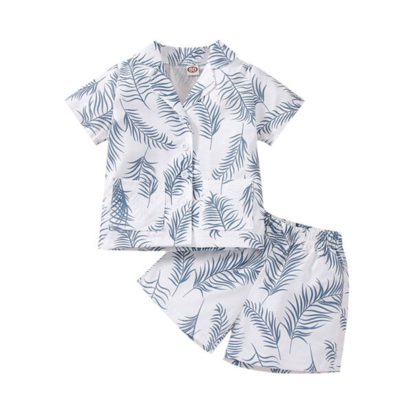 Baby Rainbow Leaves Printed Casual Shorts Suit - Image 6