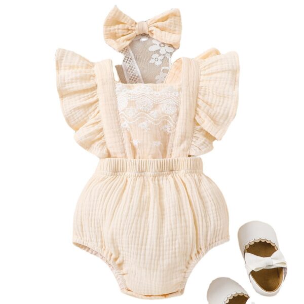Baby Headband Newborn Girl Cotton Lace Romper - Image 4