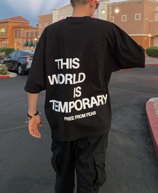 This World Is A Temporary Backletter Printed Short-sleeved T-shirt - Image 6