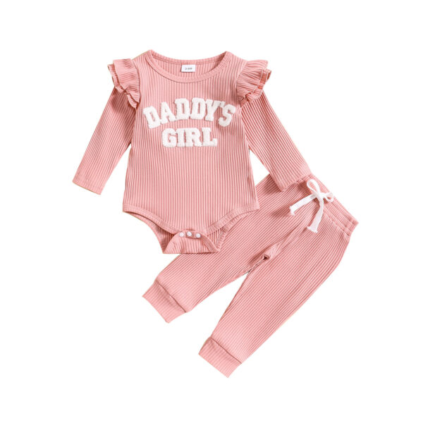 Candy Color Sunken Stripe Letter Embroidery Suit - Image 4