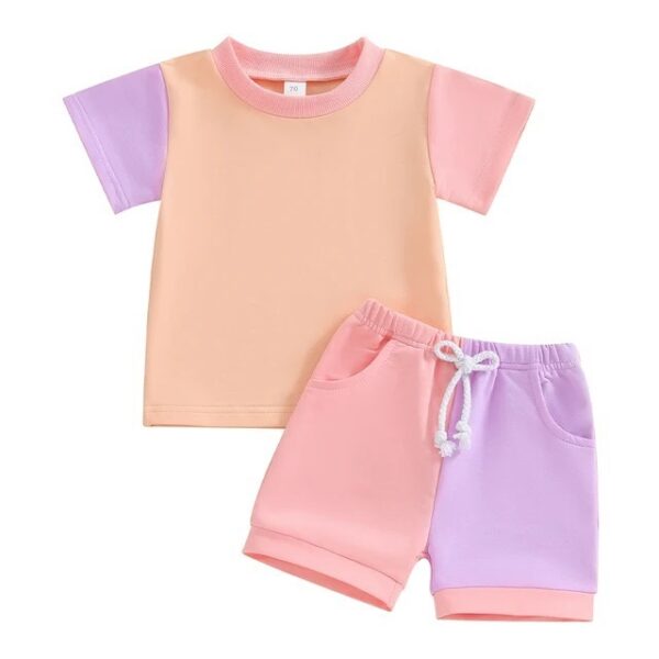 Cute Color Matching Short-sleeved T-shirt And Shorts Two-piece Set - Image 4