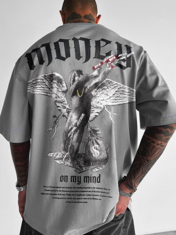 Men's Loose Money Angel Print Short Sleeve Round Neck Short Sleeve - Image 2