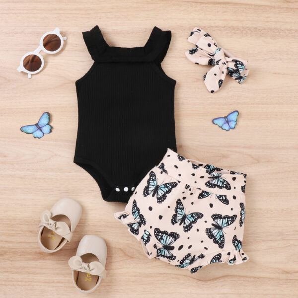 Girls' Vest Onesie Shorts Three-piece Set - Image 8