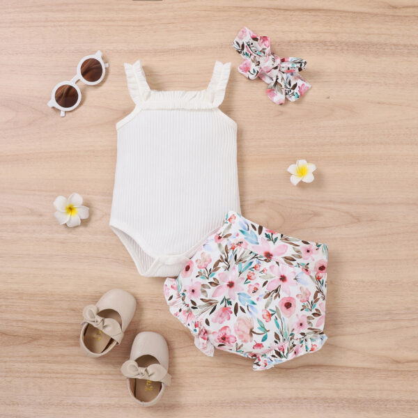 Girls' Vest Onesie Shorts Three-piece Set - Image 10