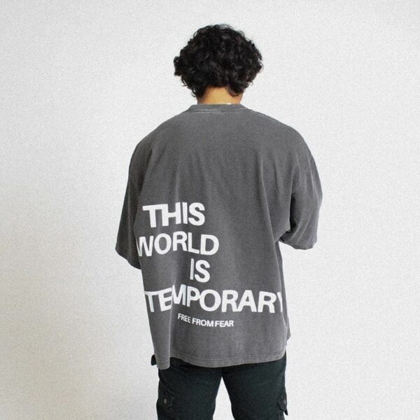 This World Is A Temporary Backletter Printed Short-sleeved T-shirt - Image 3