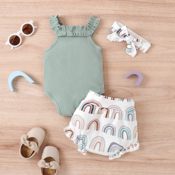 Girls' Vest Onesie Shorts Three-piece Set - Image 6