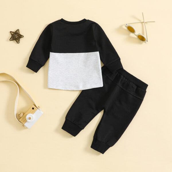 Children Color-block Crew Neck Long Sleeve Trousers Suit - Image 10