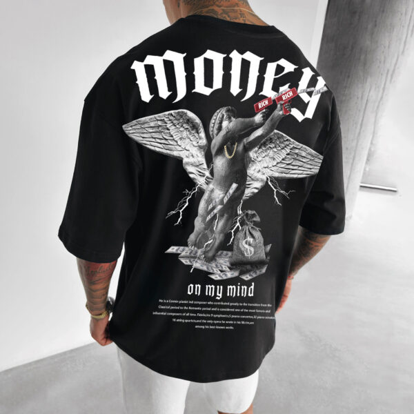 Men's Loose Money Angel Print Short Sleeve Round Neck Short Sleeve - Image 5